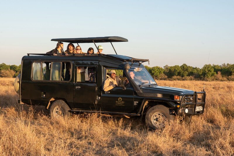 Safari World vehicle during a golden-hour game drive